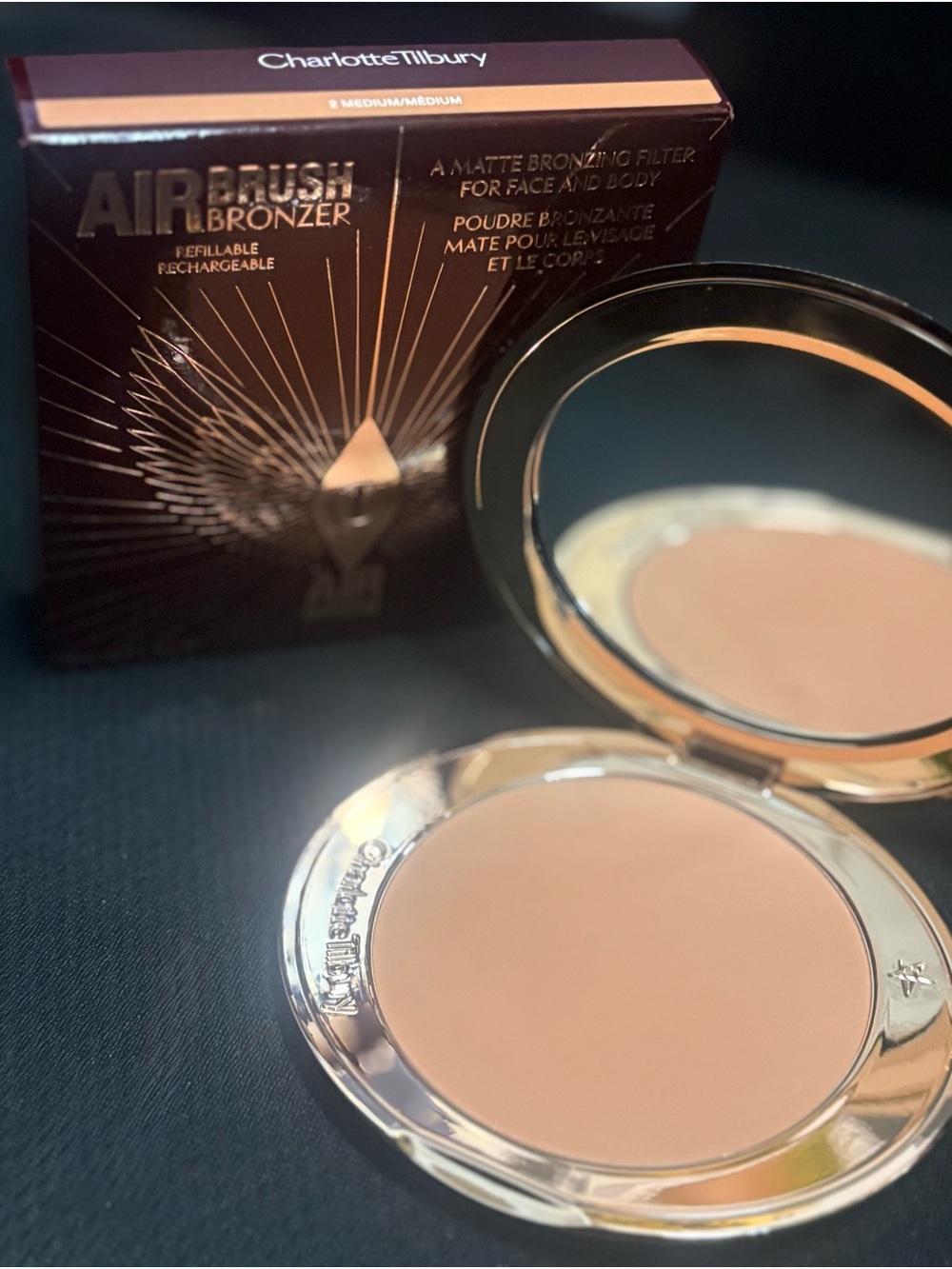 Charlotte Tilbury Airbrush Bronzer–Medium 2 (Matte Bronzing Powder)full size NIB